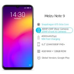 Meizu Note 9 Smartphone 6.2'' Waterdrop Global Version 4GB/128GB Snapdragon 675 Octa Core 48MP Dual Camera AI Front 20MP 4000mAh B20