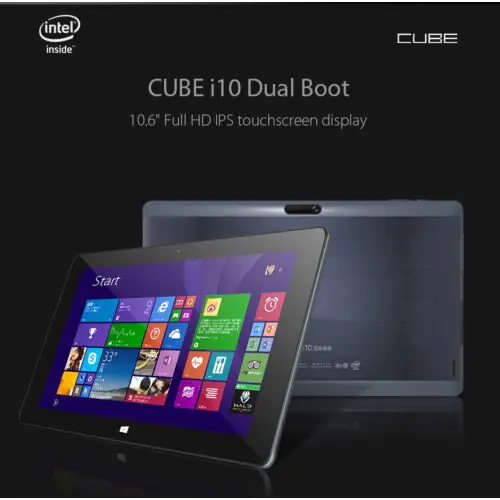 Cube i10 10.6 Inch Dual Boot 2GB/32GB, Intel Z3735F OTG Windows 10 Pro & Android 4.4 HDMI 