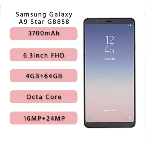 Samsung Galaxy A9 (A8) Star G8858 Smartphone 6.3" FHD 4G LTE Octa Core 4GB/64GB 3700mAh Dual 24MP&16MP  