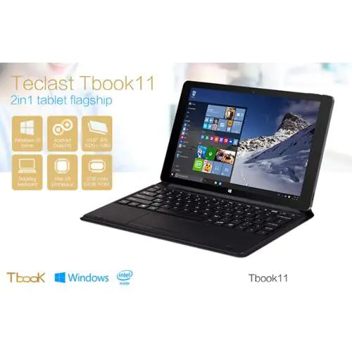 Teclast Tbook 11 Tablet PC 10.6" Dual OS Windows 10/ Android 5.1 Cherry Trail T3 Z8300 Quad Core 4GB RAM 64GB ROM HDMI+Keyboard