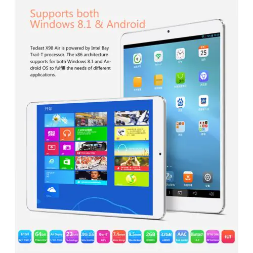 Teclast X98 Air Built in 3G Intel Bay Trail-T Tablet - 32GB with Bluetooth Keyboard Case