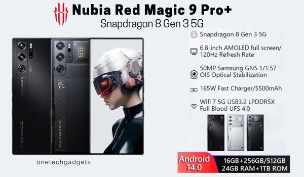 Nubia RedMagic 9 Pro 5G Smartphone, 120Hz Gaming Phone, Snapdragon 8 Gen 3,  6.8AMOLED Screen, 16G+512GB, 80W Charger US Unlocked Cell Phone Black 