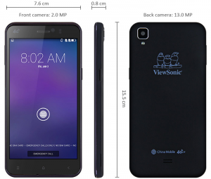 ViewSonic V500 - Cheap smartphone front and rear camera view